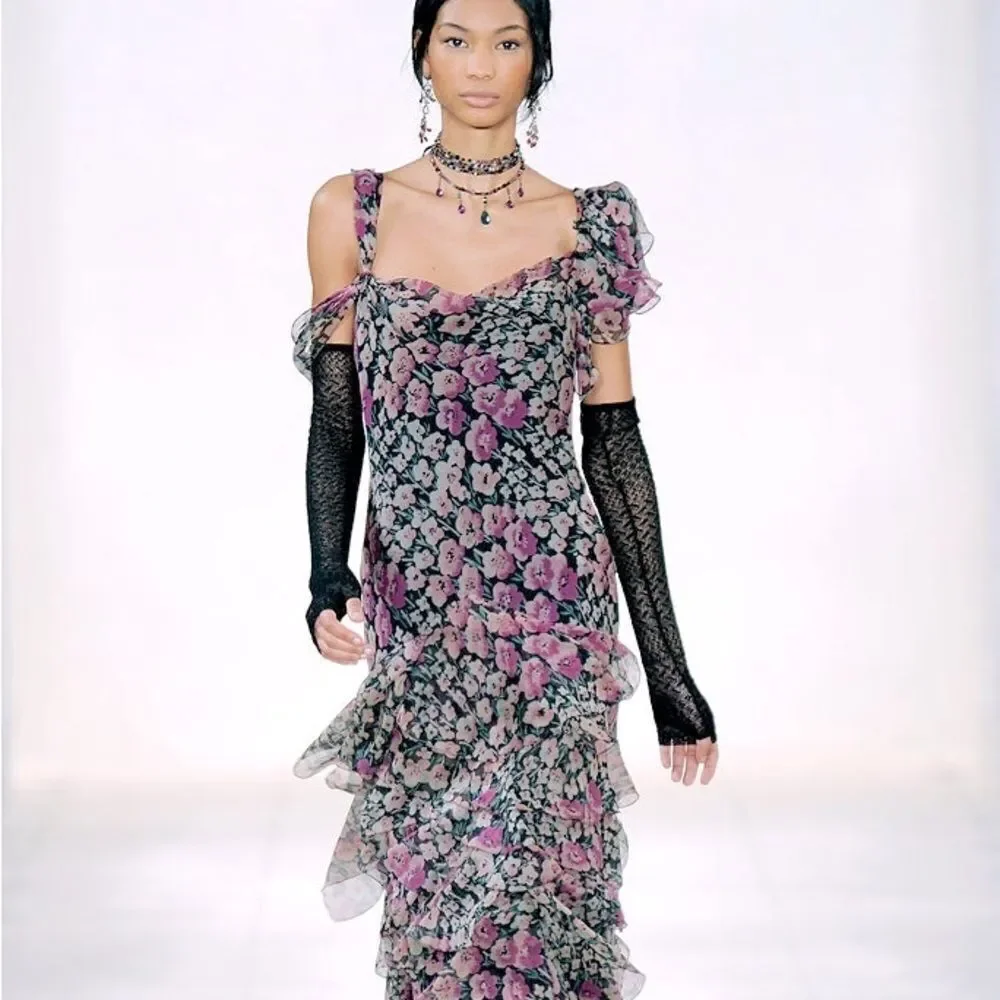Ralph Lauren Collection Fall 2010 Black Fingerless Lace Crochet Gloves